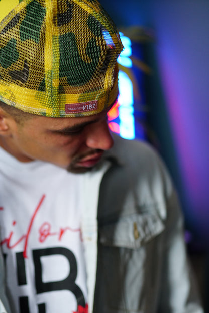 Yellow Camo Lotus Trucker
