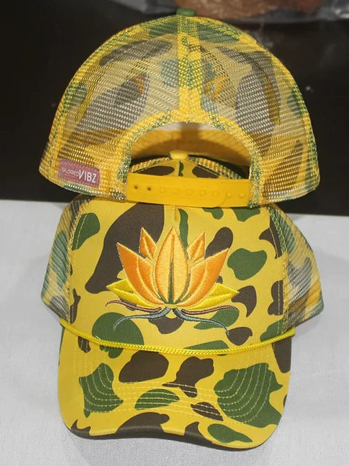 Yellow Camo Lotus Trucker
