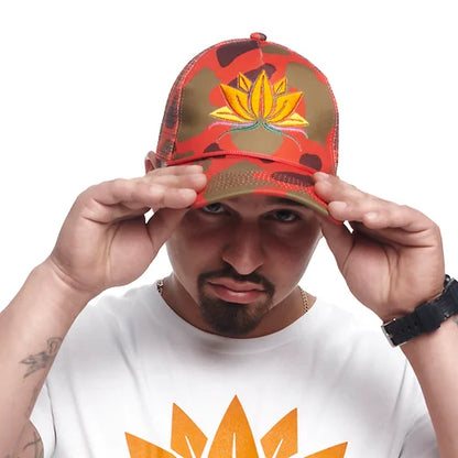 Red Camo Lotus Trucker
