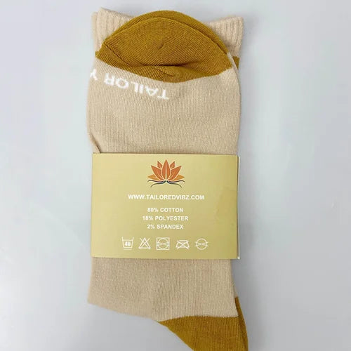 Around the Way Vibz Socks: Tan & Wheat