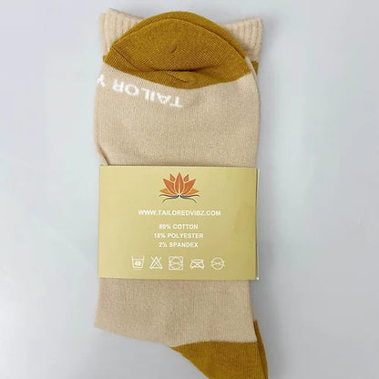Around the Way Vibz Socks: Tan & Wheat