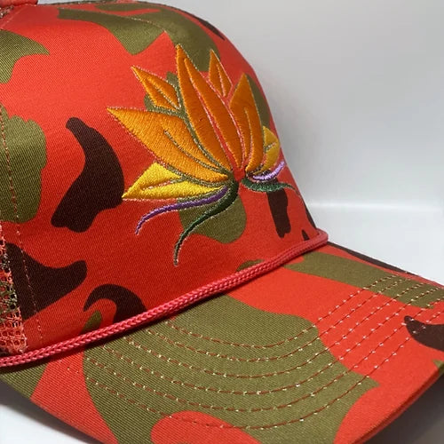 Red Camo Lotus Trucker