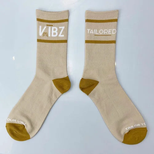 Around the Way Vibz Socks: Tan & Wheat