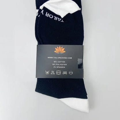 Around the Way Vibz Socks: Black & White