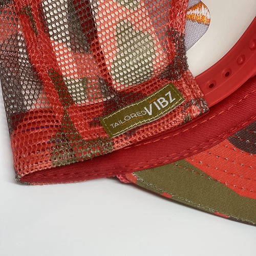 Red Camo Lotus Trucker