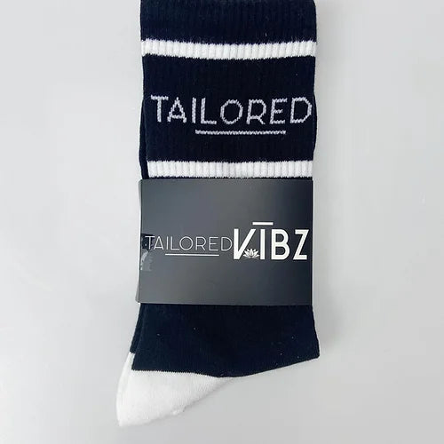 Around the Way Vibz Socks: Black & White