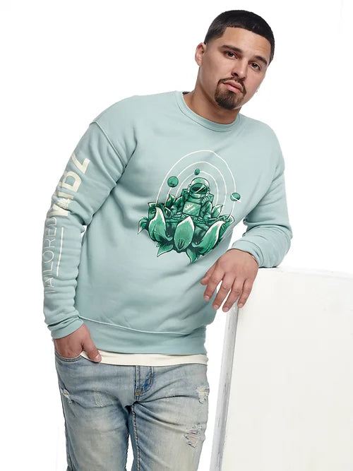 Meditating Astro Crewneck: Dusty Blue