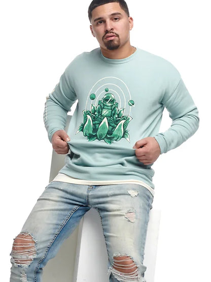 Meditating Astro Crewneck: Dusty Blue