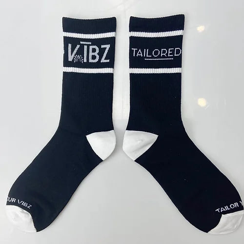 Around the Way Vibz Socks: Black & White
