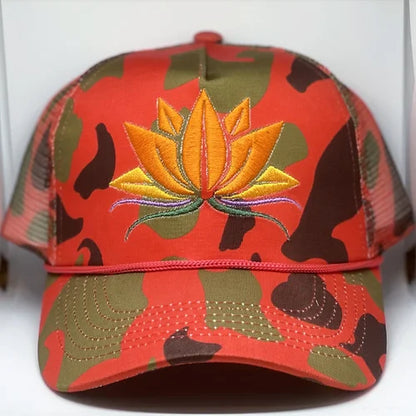 Red Camo Lotus Trucker