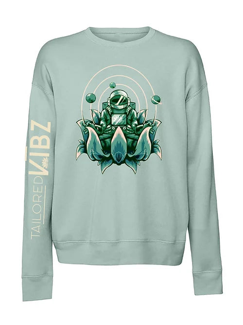 Meditating Astro Crewneck: Dusty Blue