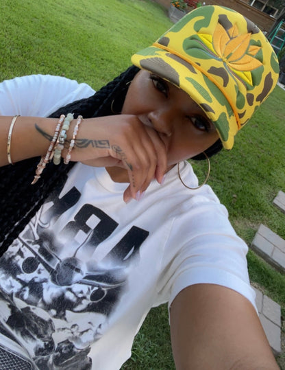 Yellow Camo Lotus Trucker